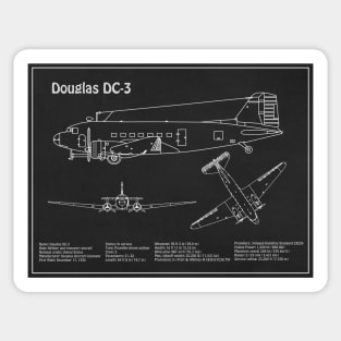 Douglas DC-3 - Airplane Blueprint - PD Sticker